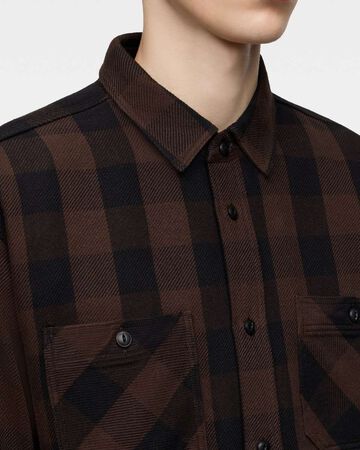 BLOCK CHECK L/S SHIRT,BRN, small image number 4