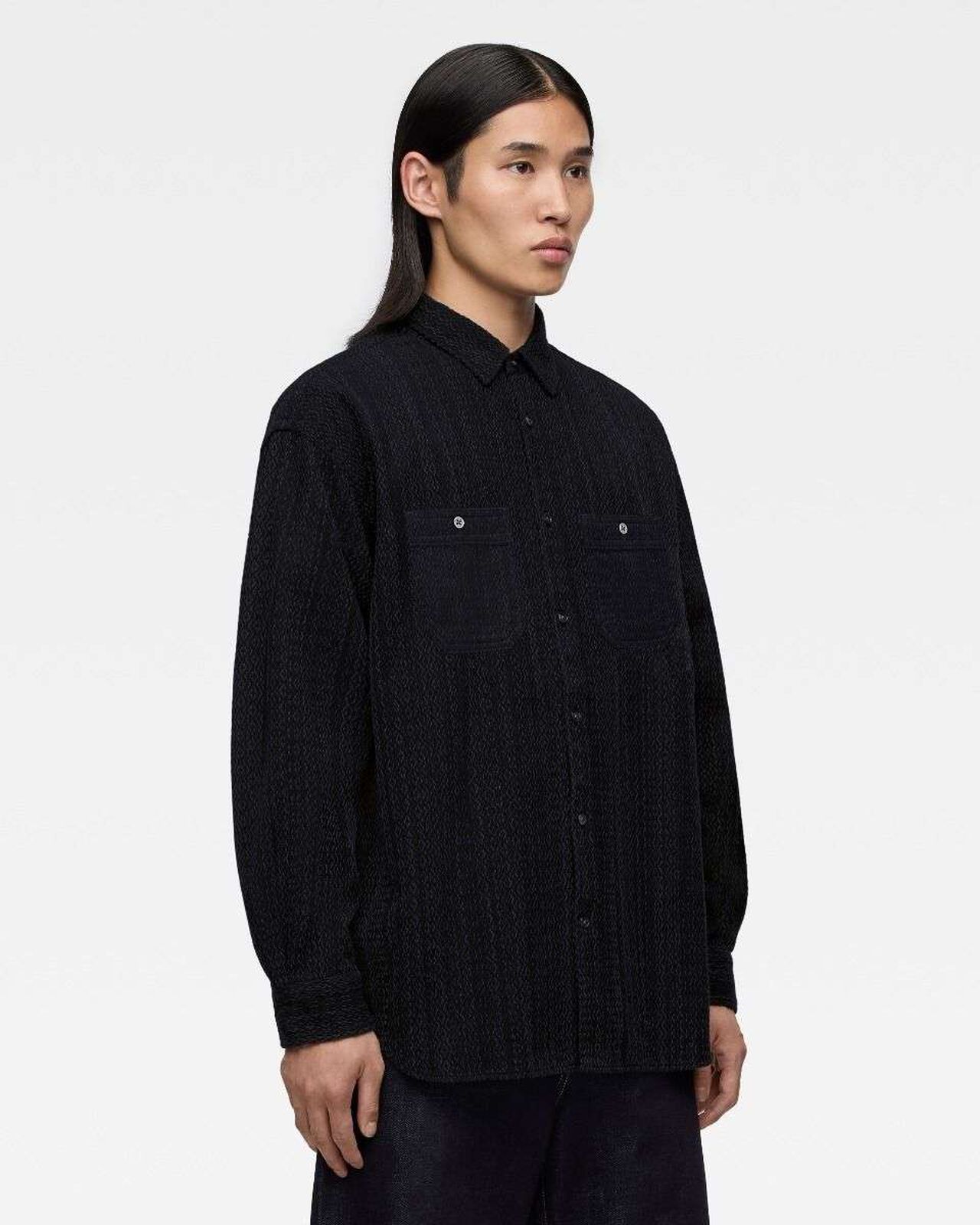 SASHIKO WORK SHIRT,Indigo, large image number 1
