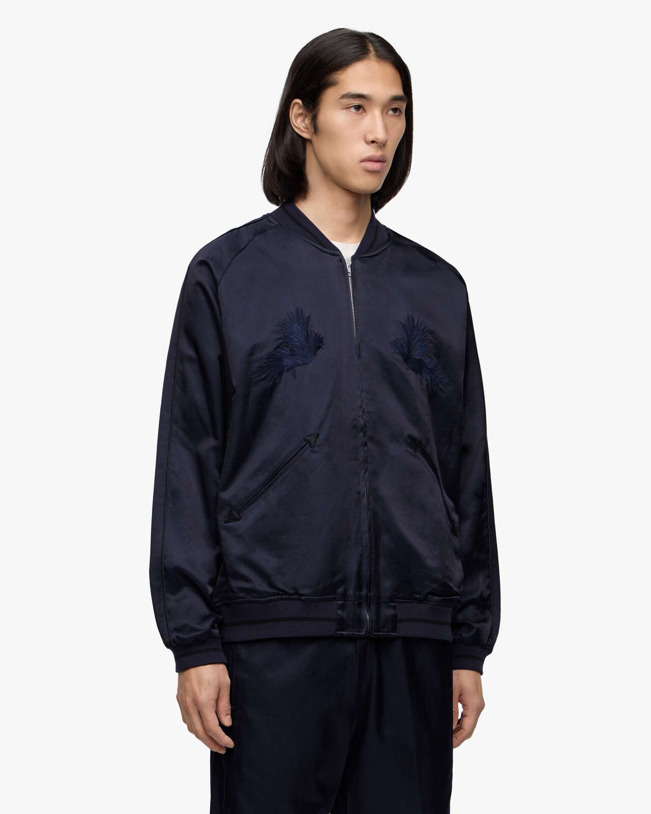 SATIN SOUVENIR JACKET,NAVY, large image number 1