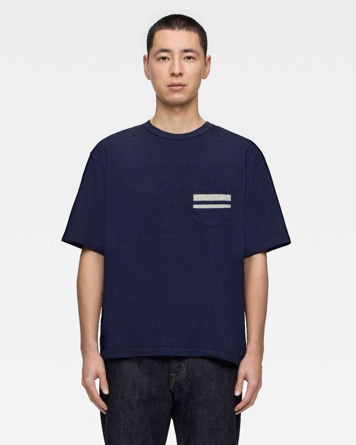 YARN DYED S/S POCKET TEE - INDIGO,, medium