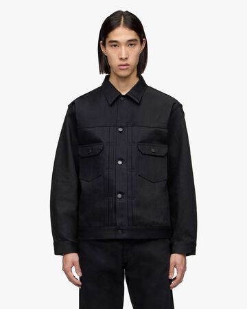 #002 STANDARD DENIM JACKET 14.7oz,Hitam, large image number 0