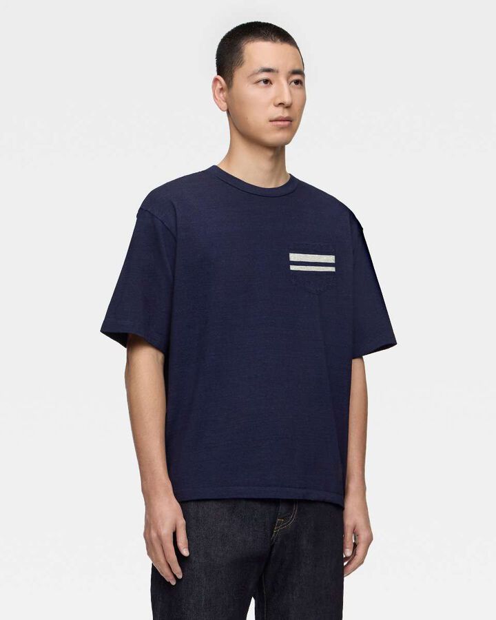 YARN DYED S/S POCKET TEE - INDIGO,, medium