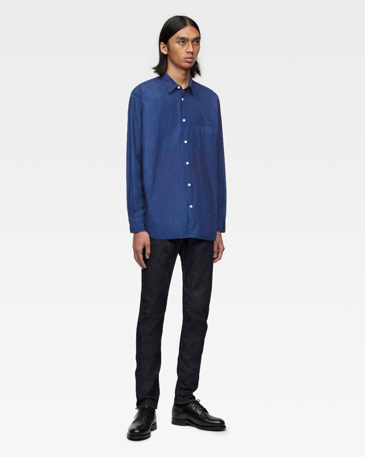 BROAD L/S SHIRT - NATURAL INDIGO,MID, large image number 6