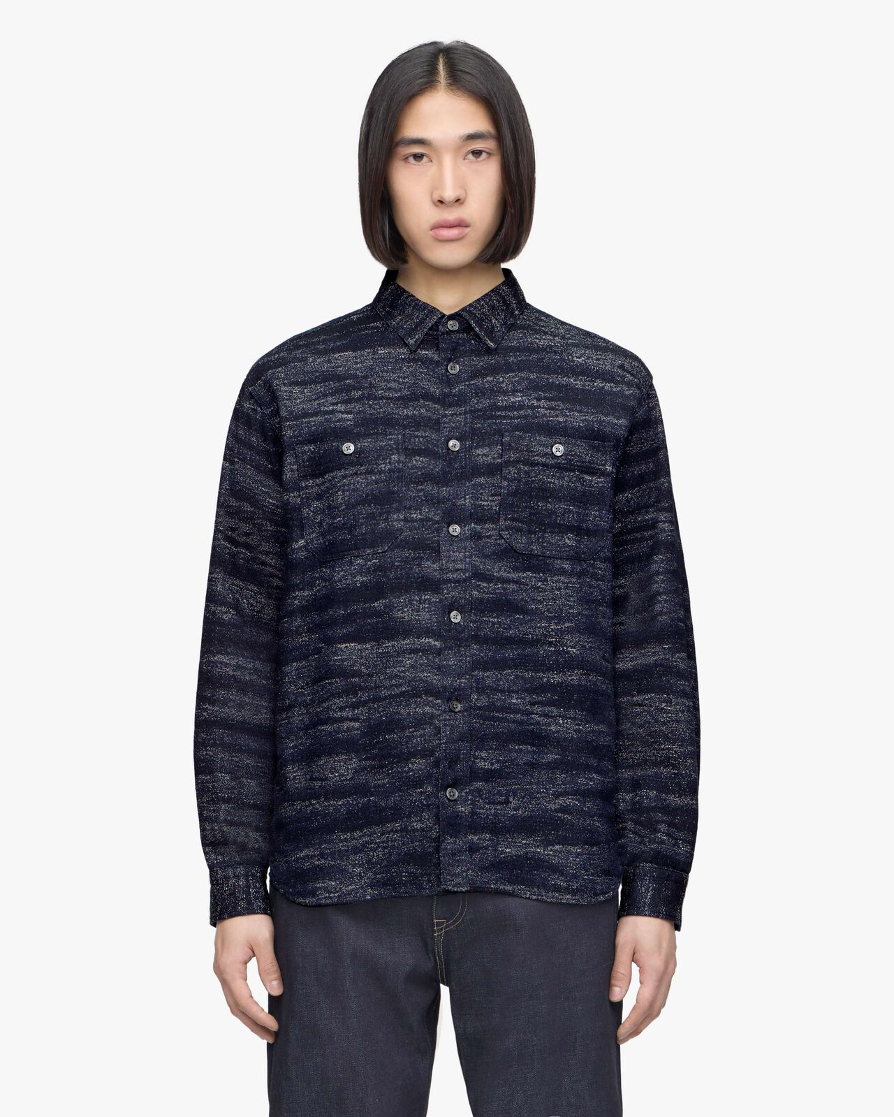 JACQUARD SHIRT,Indigo, large image number 0