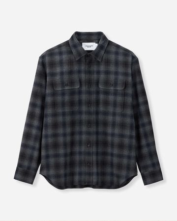 WOOL CHECK SHIRT,NAVY, large image number 5