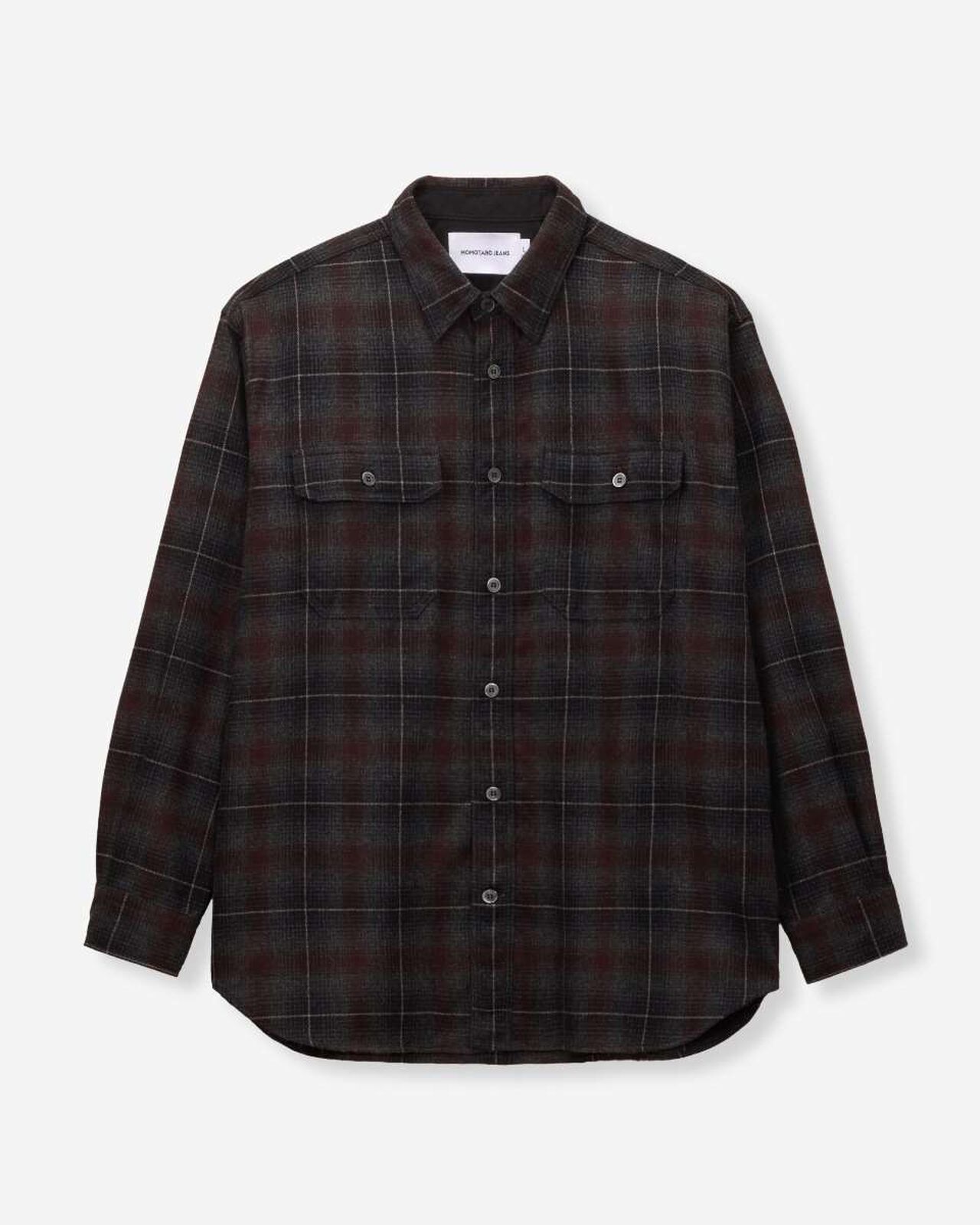 WOOL×CASHMERE OMBRE CHECK L/S SHIRT,GRY, large image number 5