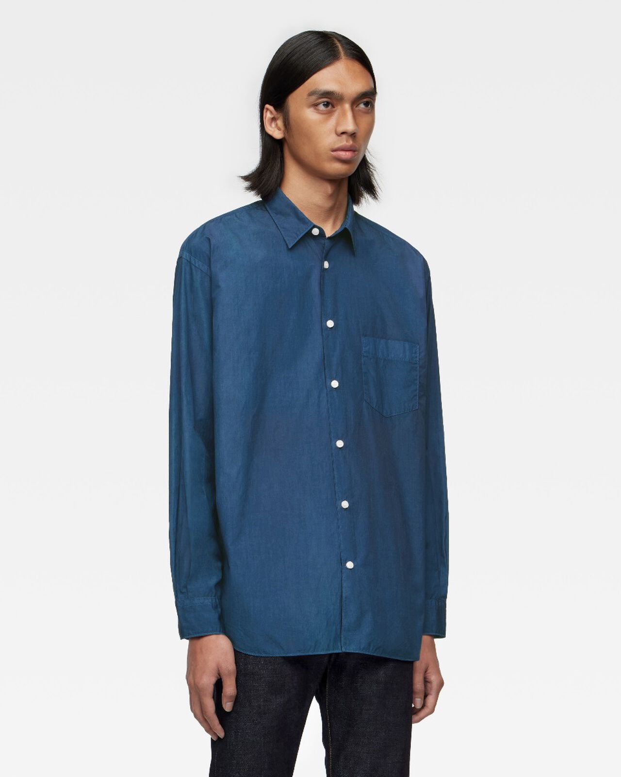 BROAD L/S SHIRT - NATURAL INDIGO,MID, large image number 3