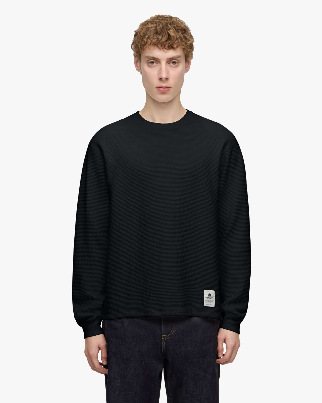 SUVIN COTTON THERMAL L/S TEE,Nero, large image number 11