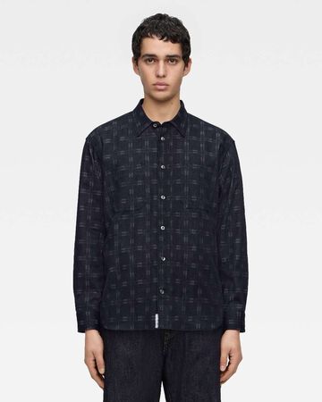 TRIPLE STITCH L/S JACQUARD SHIRT - INDIGO,Indigo, small image number 0