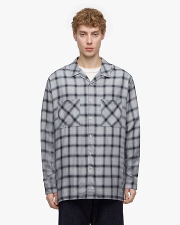 RAYON CHECK L/S  SHIRT,NAVY, large image number 0