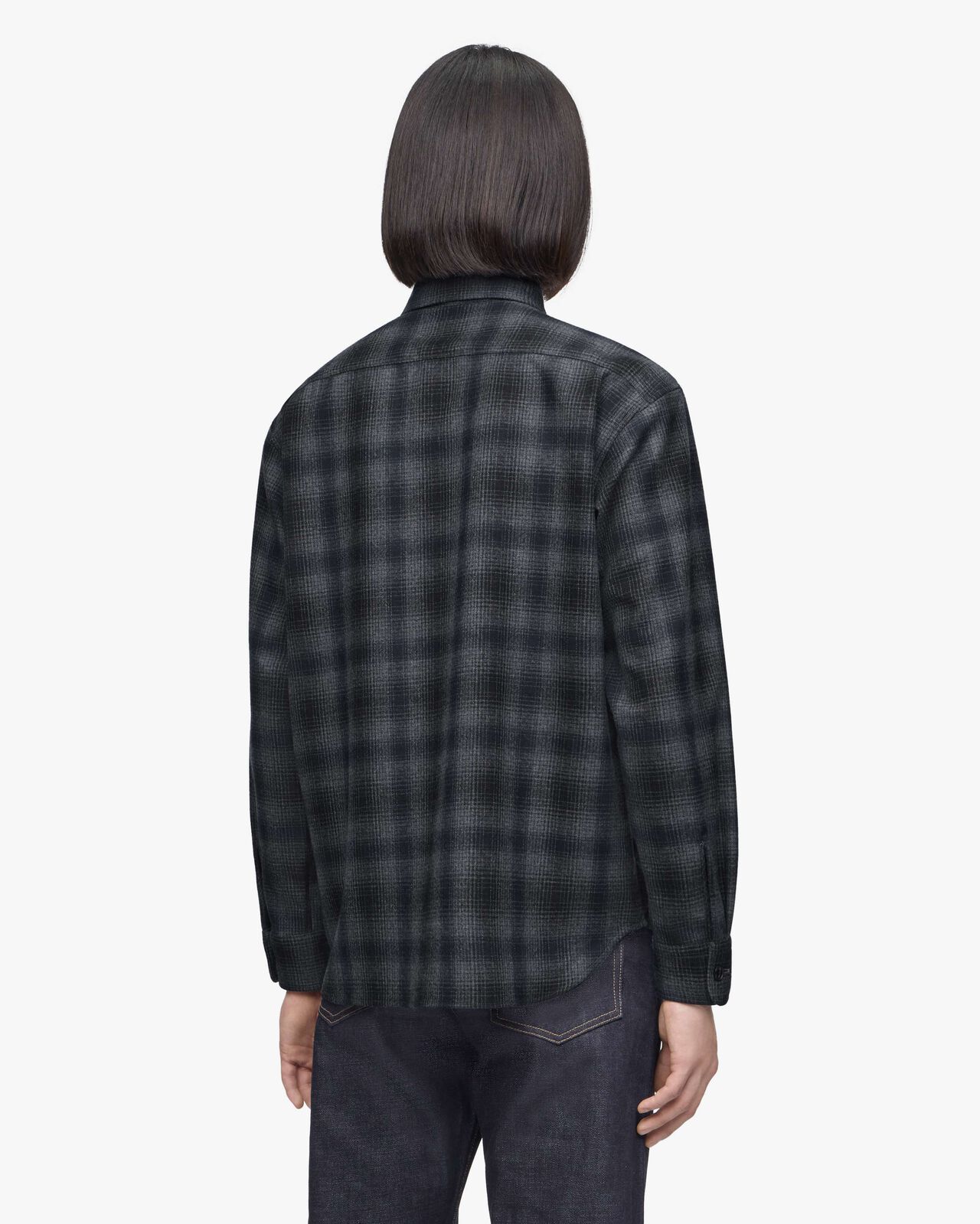 WOOL CHECK SHIRT,NAVY, large image number 2
