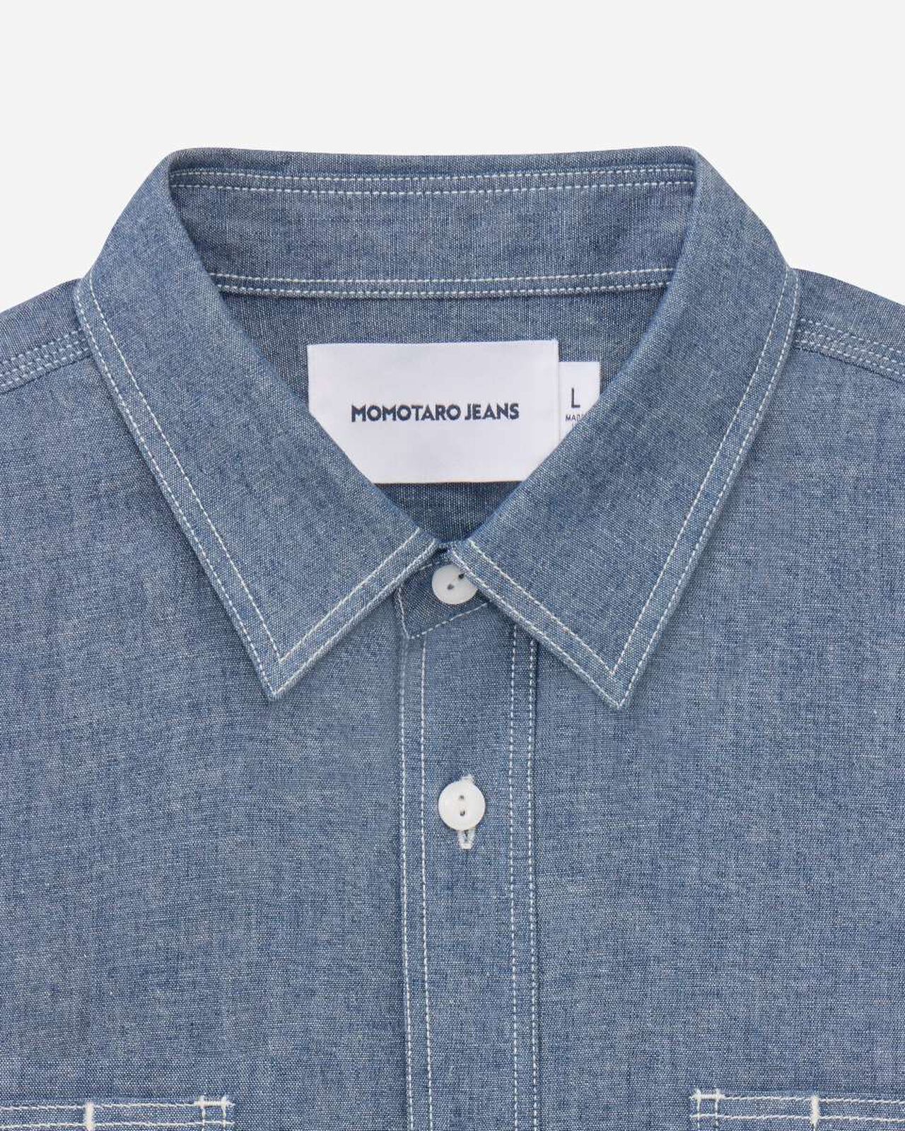 TRIPLE STITCH L/S CHAMBRAY SHIRT (TWO STRIPES),靛藍, large image number 7
