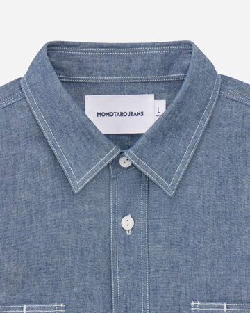 TRIPLE STITCH L/S CHAMBRAY SHIRT (TWO STRIPES),靛藍, large image number 7