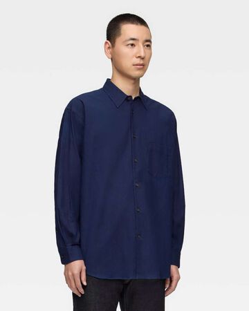 POPLIN L/S SHIRT - INDIGO,Indigo, small image number 1