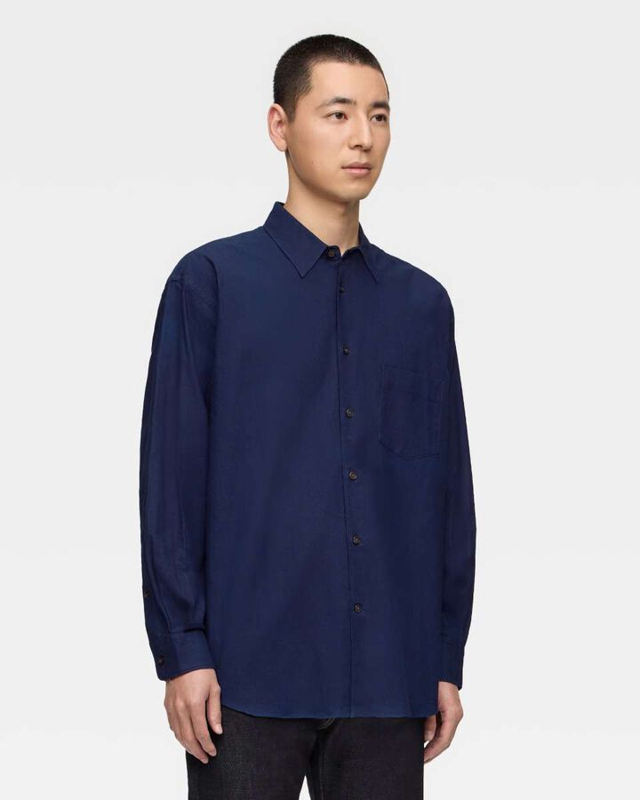 POPLIN L/S SHIRT - INDIGO,, medium