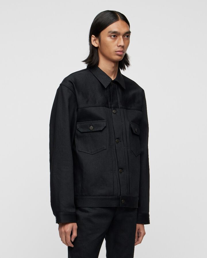 #002 STANDARD DENIM JACKET 14.7oz,Black, medium