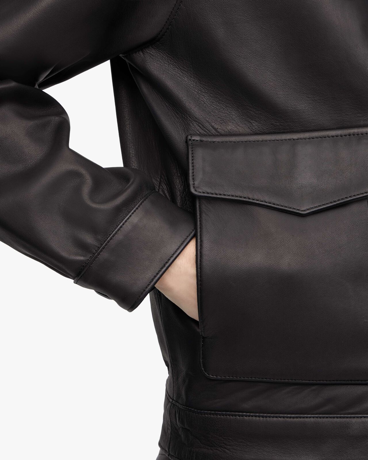 SMOOTH LEATHER JACKET,BLK, large image number 16
