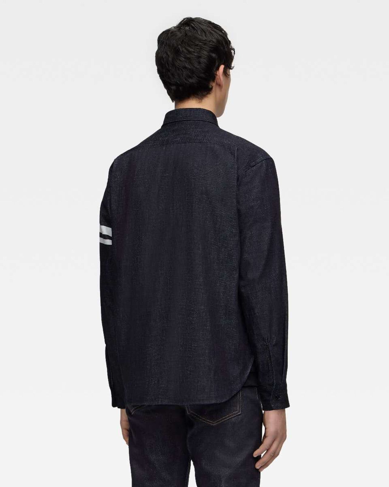 TRIPLE STITCH L/S DENIM SHIRT (TWO STRIPES),Indigo, large image number 2