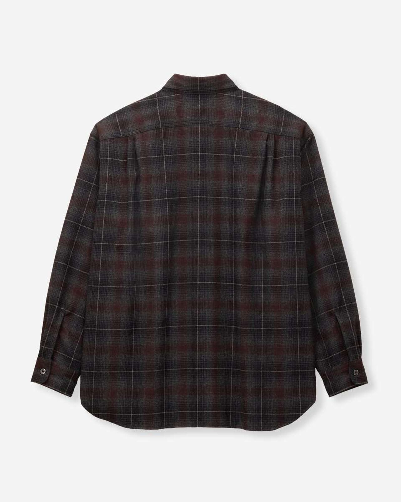 WOOL×CASHMERE OMBRE CHECK L/S SHIRT,GRY, large image number 6