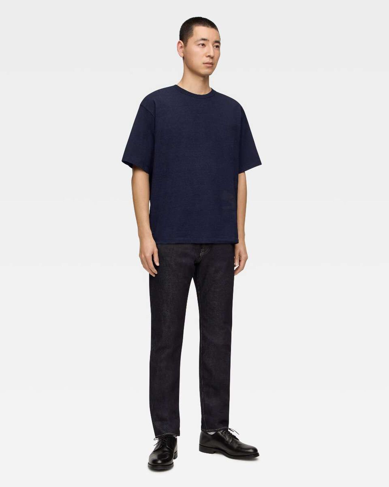 YARN DYED S/S TEE -MOMOTARO,Indigo, large image number 3