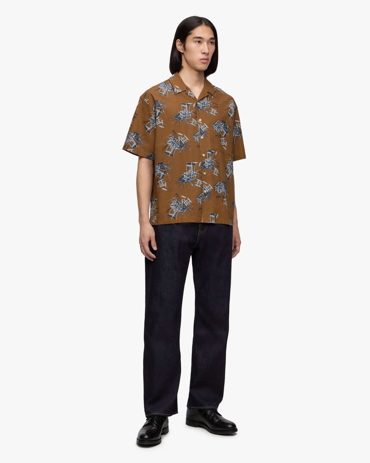 COTTON/RAYON S/S  SHIRT,BRN, large image number 12