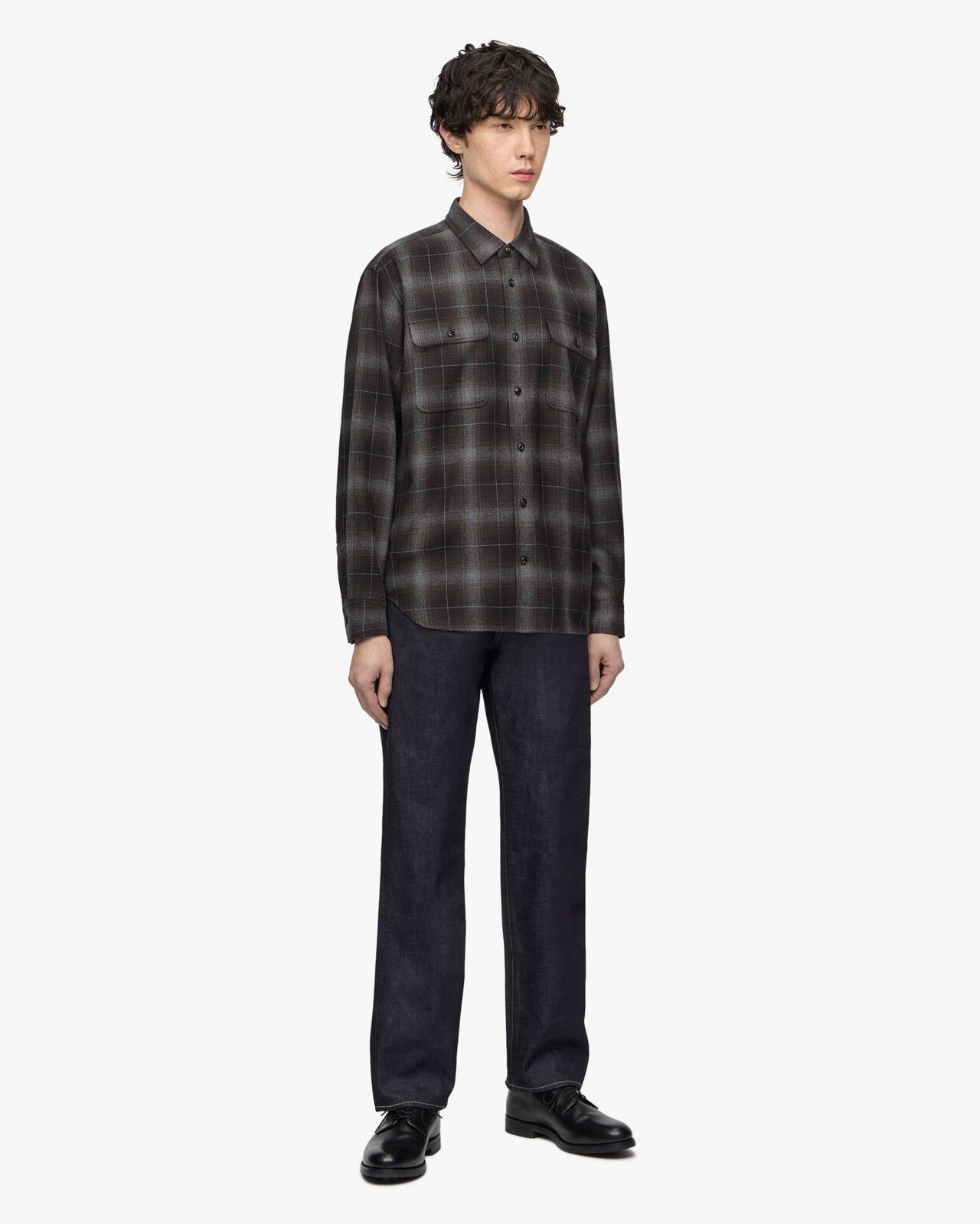 WOOL CHECK SHIRT,NAVY, large image number 12