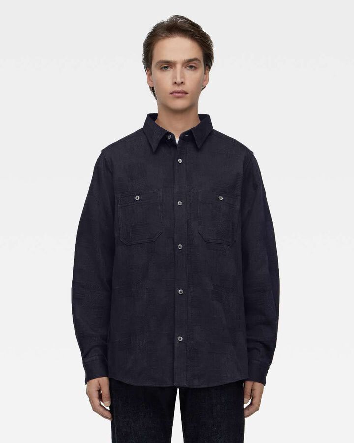 INDIGO JACQUARD SHIRT,, medium