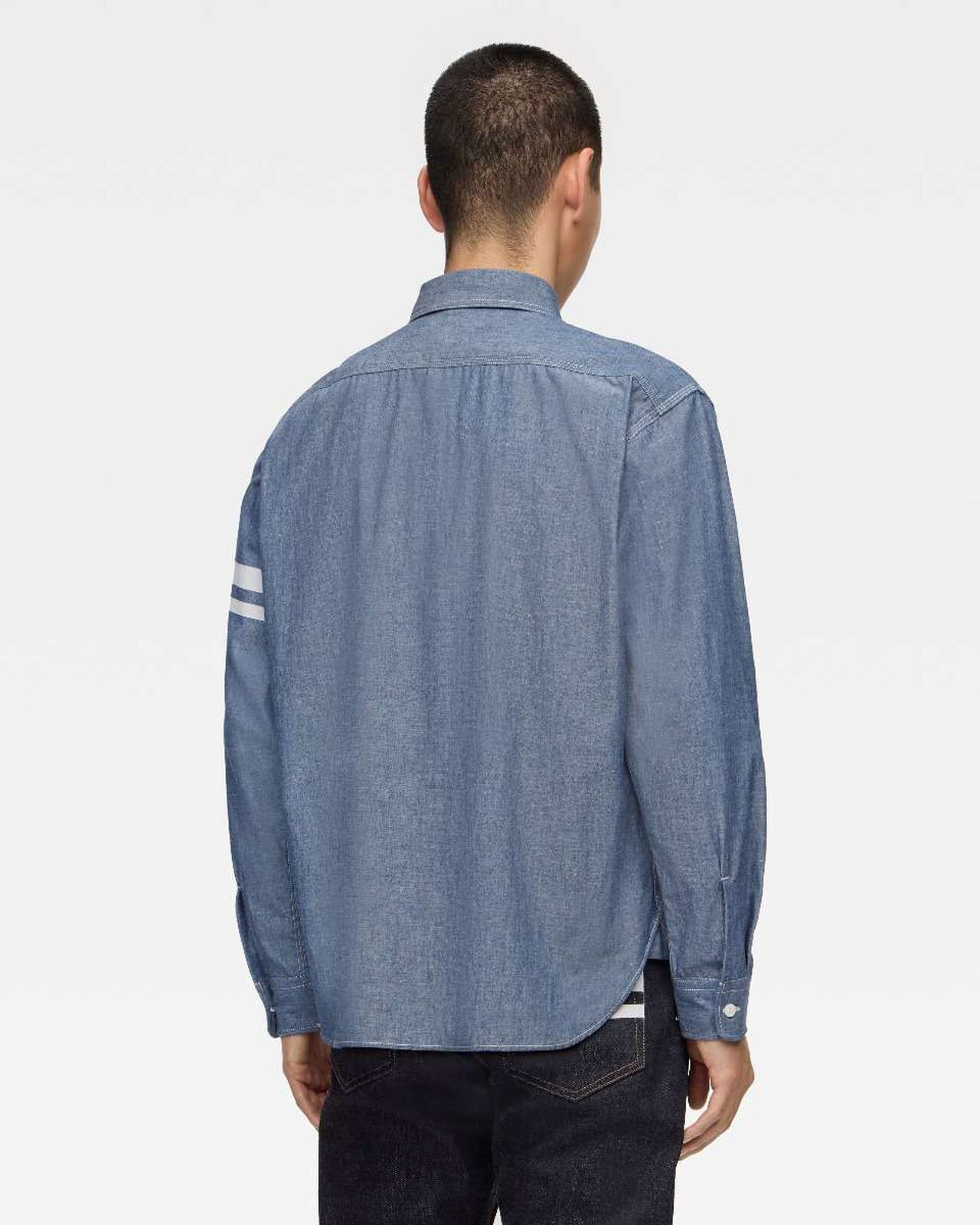 TRIPLE STITCH L/S CHAMBRAY SHIRT (TWO STRIPES),靛藍, large image number 2