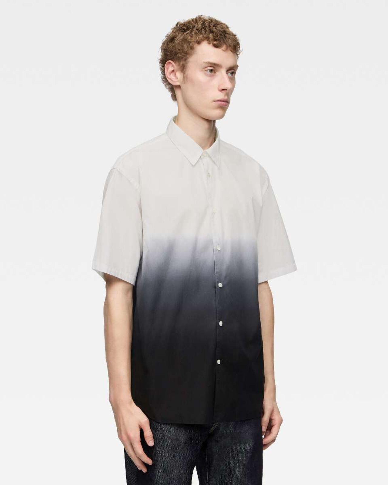 BROAD S/S SHIRT - KYOTO MONTSUKI GRADATION,BLK, large image number 1