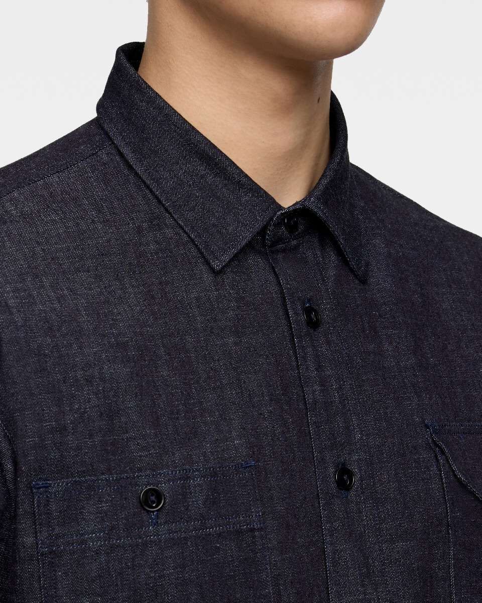 TRIPLE STITCH L/S DENIM SHIRT (TWO STRIPES)