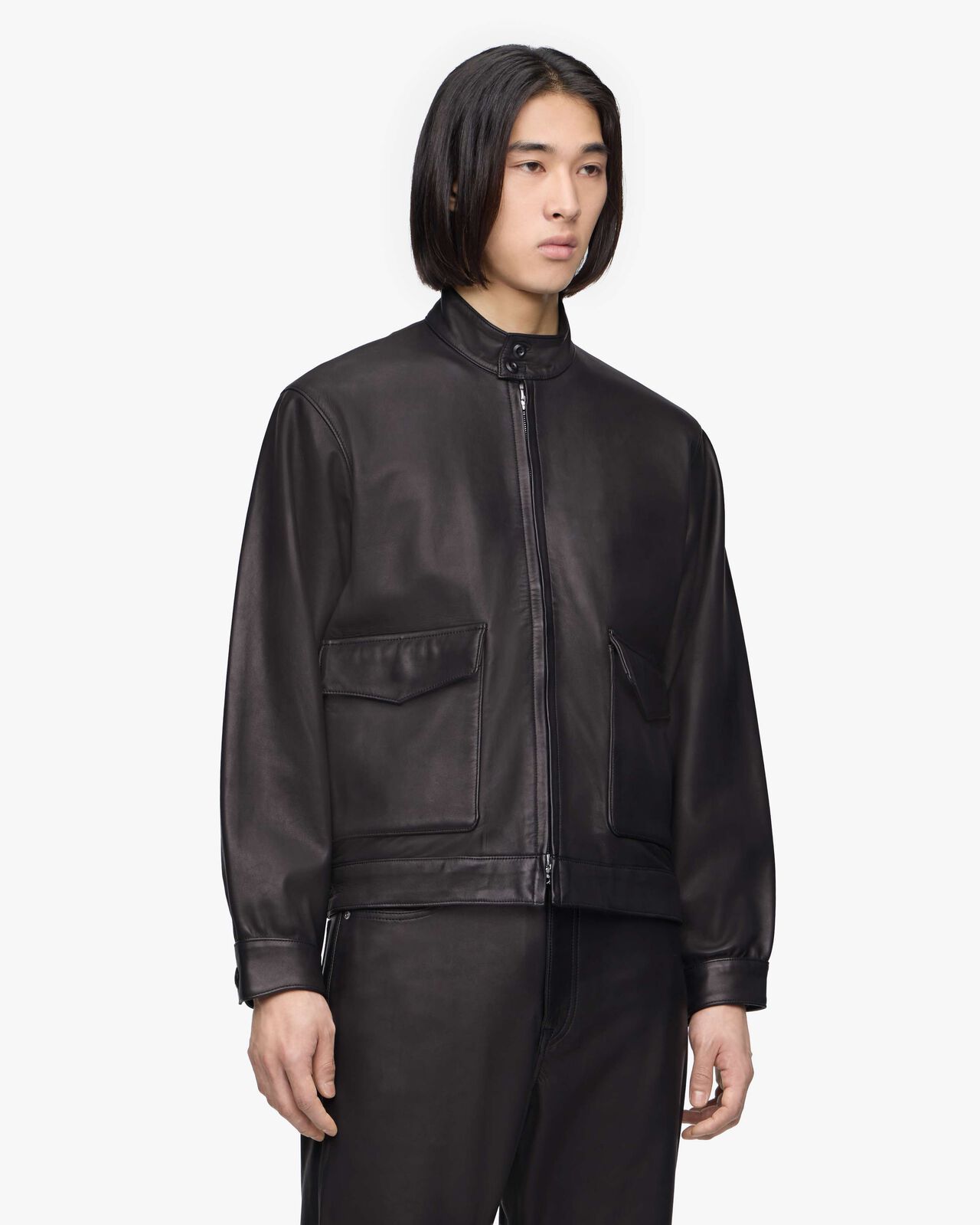 SMOOTH LEATHER JACKET,BLK, large image number 12