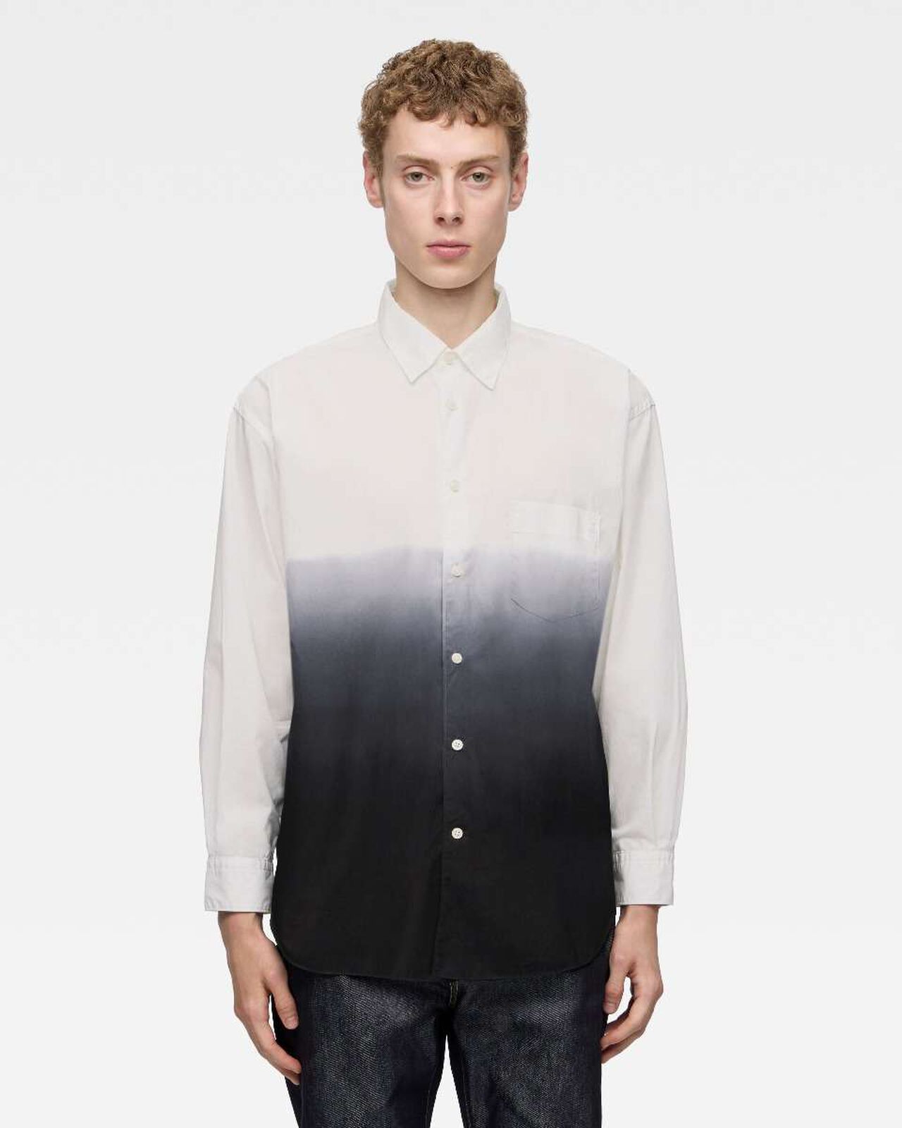 BROAD L/S SHIRT - KYOTO MONTSUKI GRADATION,Noir, large image number 0