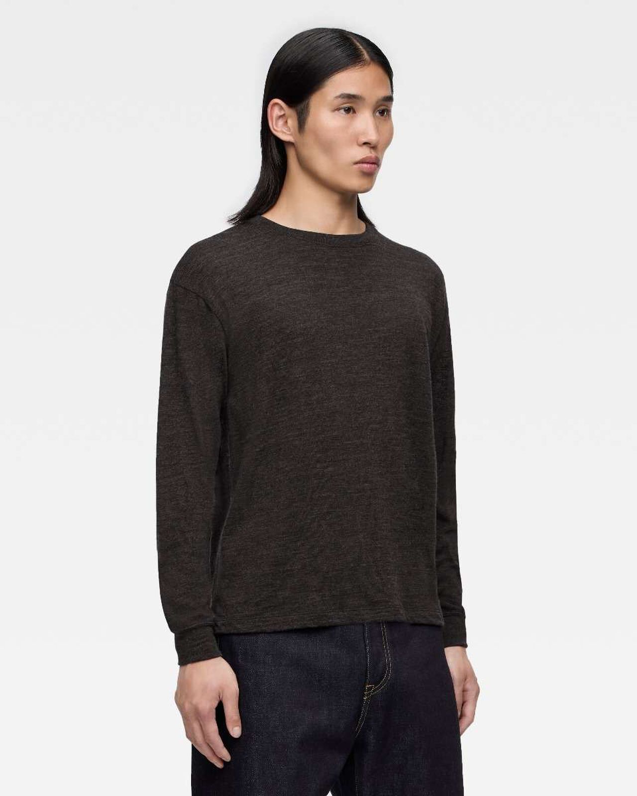 MERINO WOOL L/S TEE,GRY, large image number 1