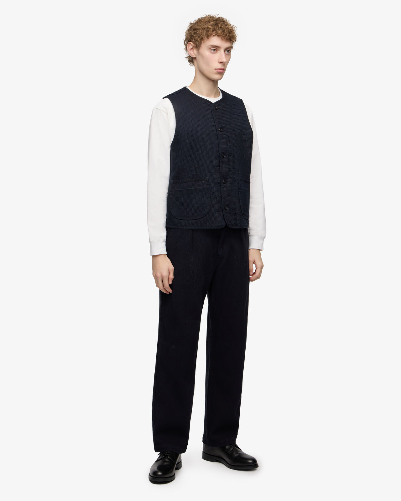 [Late Mar Release] SASHIKO VEST-OVERDYE,Indigo, large image number 3