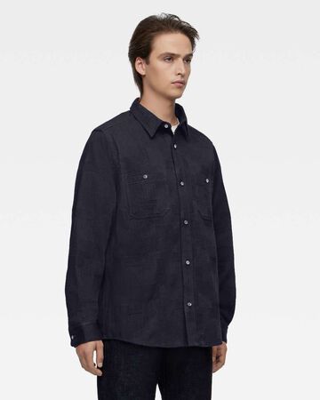 INDIGO JACQUARD SHIRT,Indigo, small image number 1
