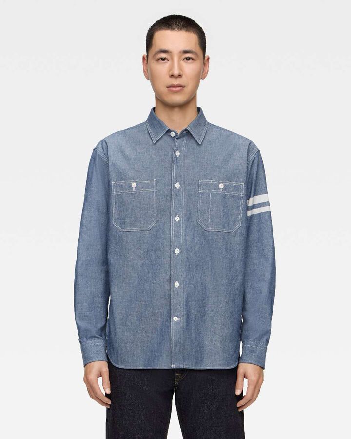TRIPLE STITCH L/S CHAMBRAY SHIRT (TWO STRIPES),  TRIPLE STITCH L/S CHAMBRAY SHIRT (TWO STRIPES),, medium