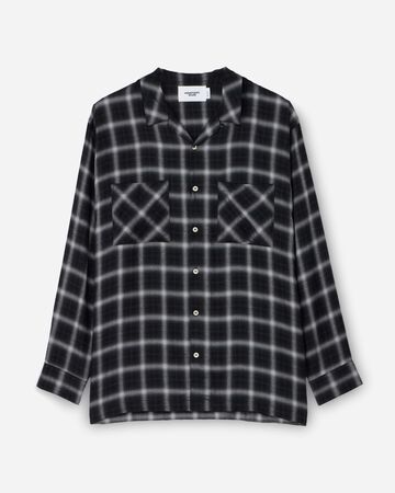 RAYON CHECK L/S  SHIRT,NAVY, large image number 12