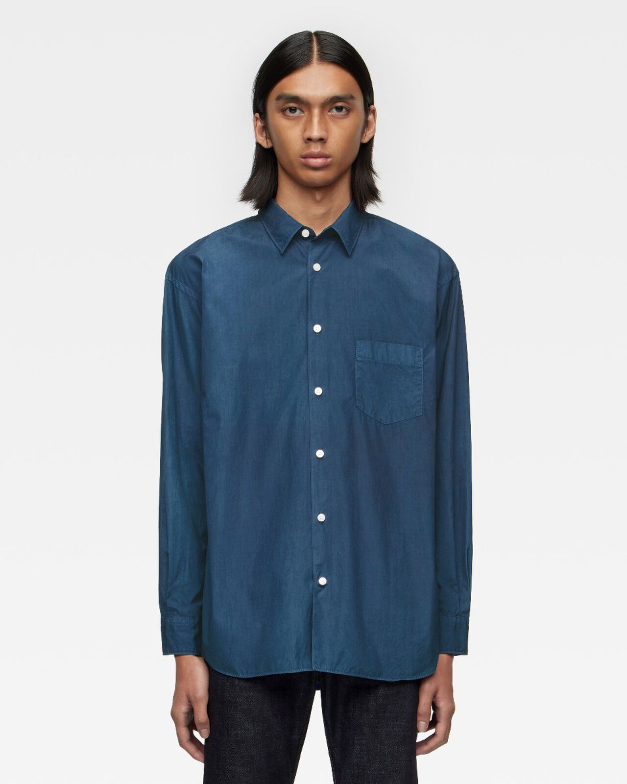 BROAD L/S SHIRT - NATURAL INDIGO,MID, large image number 1