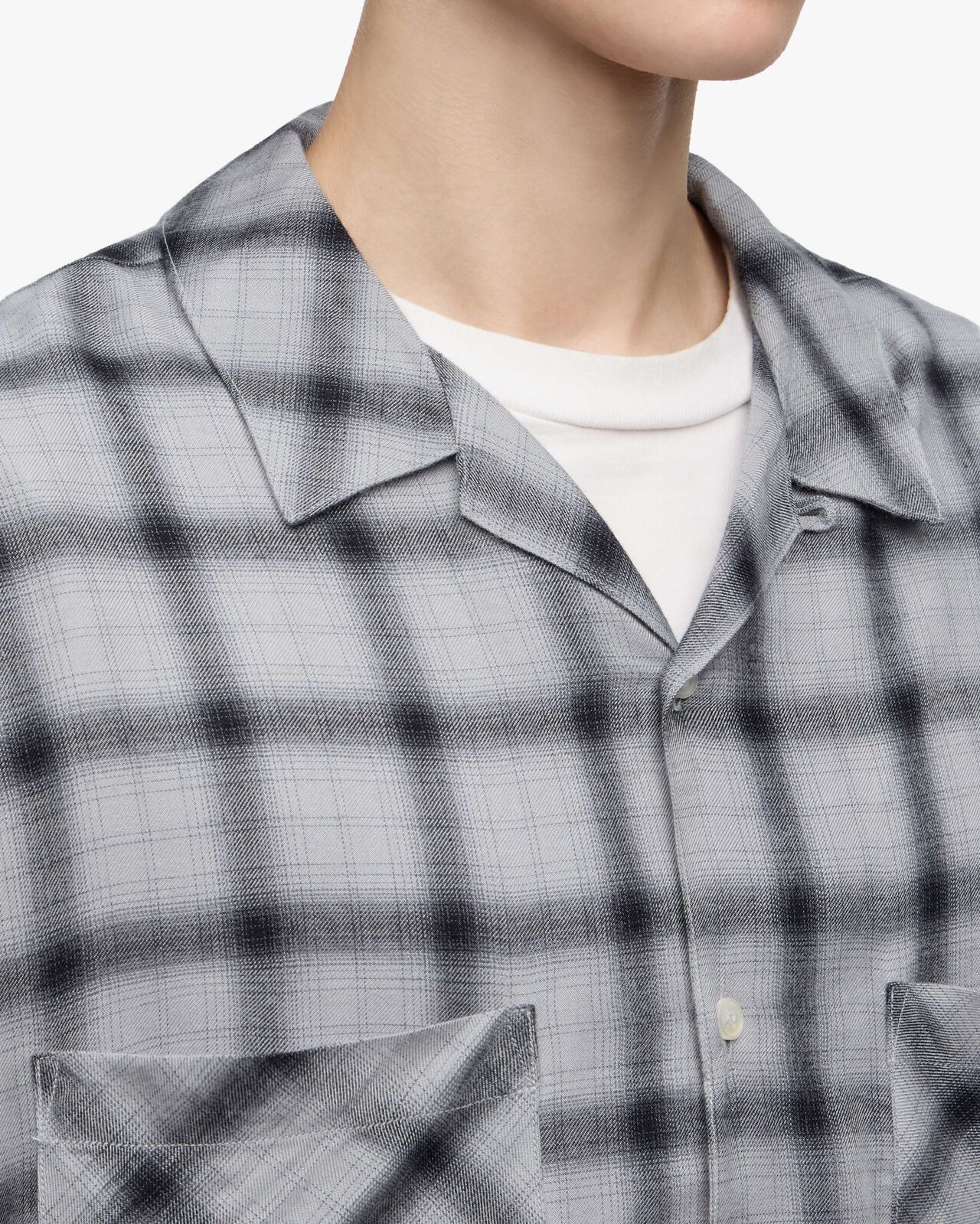 RAYON CHECK L/S  SHIRT,NAVY, large image number 4