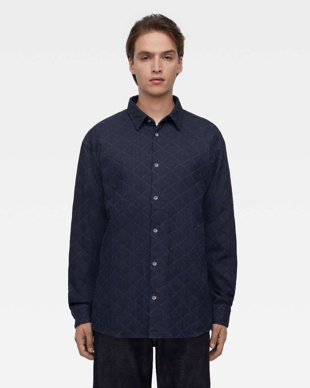 INDIGO SASHIKO SHIRT,Indigo, large image number 0