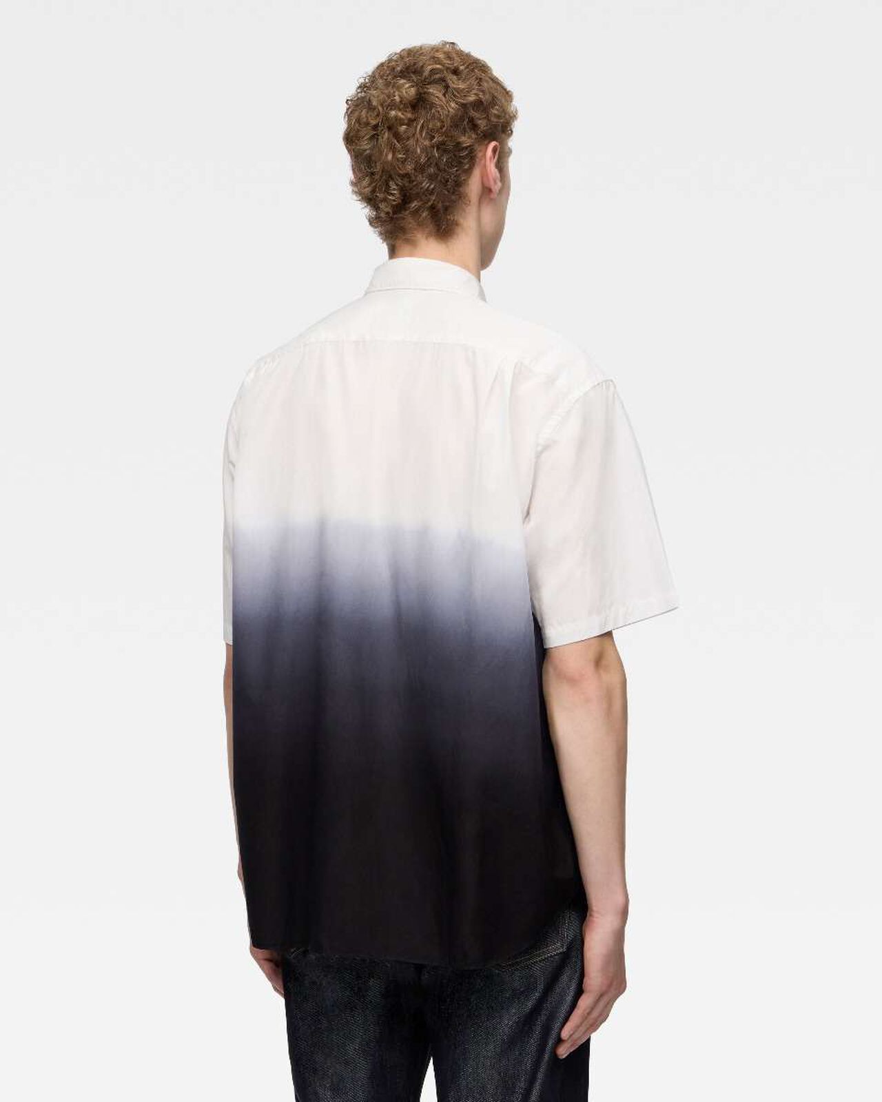 BROAD S/S SHIRT - KYOTO MONTSUKI GRADATION,BLK, large image number 2