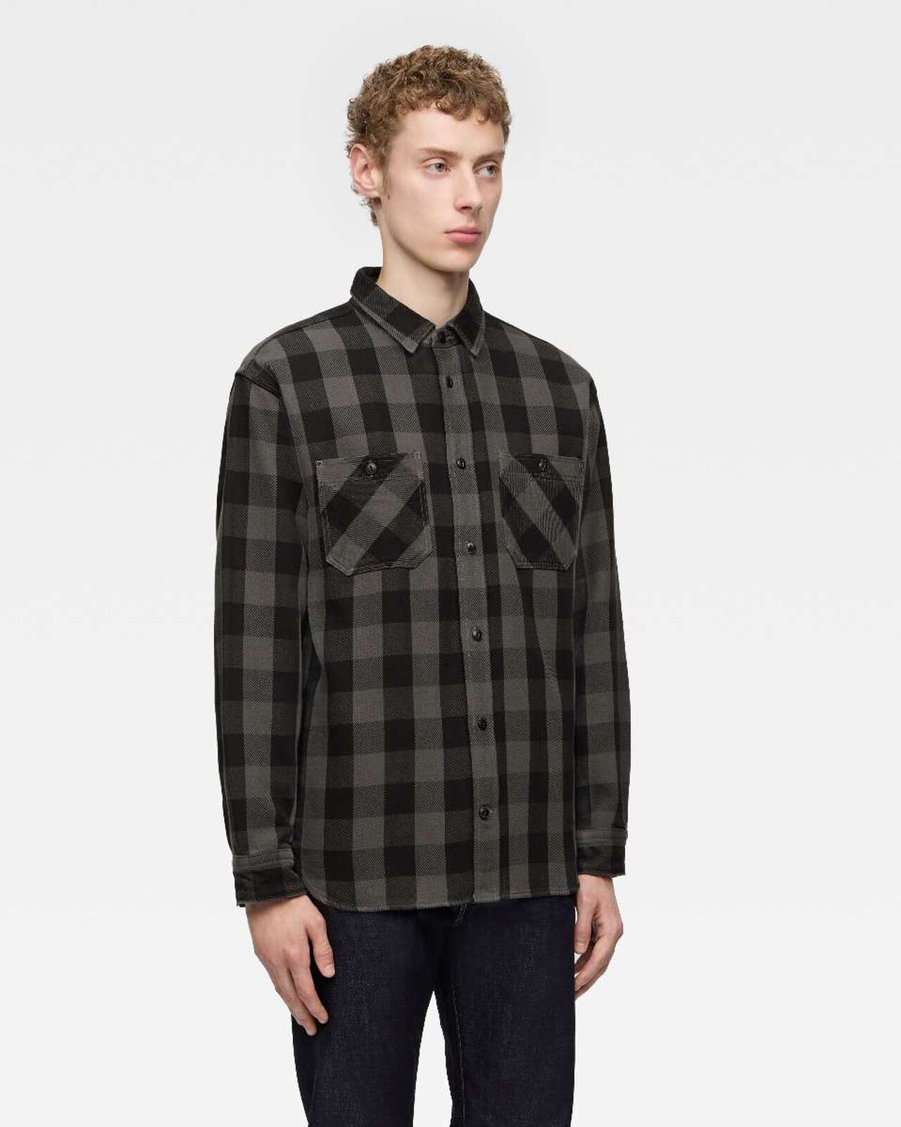 BLOCK CHECK L/S SHIRT,Grigio, large image number 1