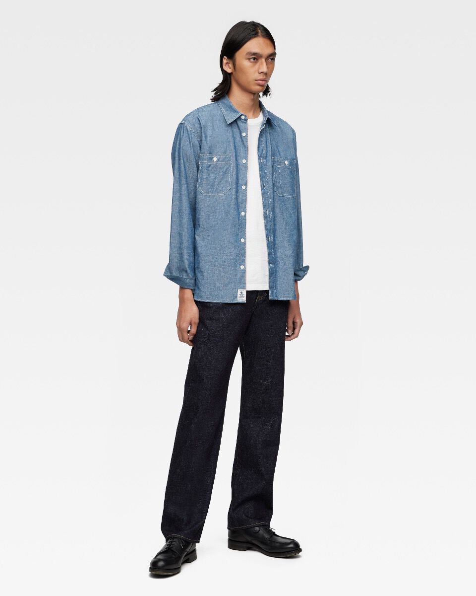 ★Mu☆a★ TRIPLE STITCH L/S DENIM SHIRT (TWO STRIPES)