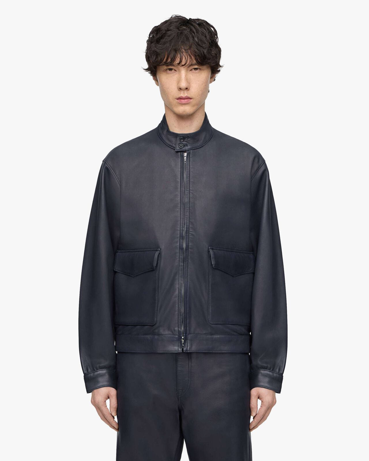 SMOOTH LEATHER JACKET,BLK, large image number 0