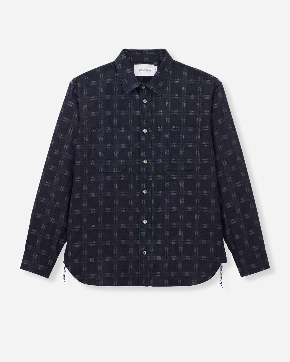 TRIPLE STITCH L/S JACQUARD SHIRT - INDIGO