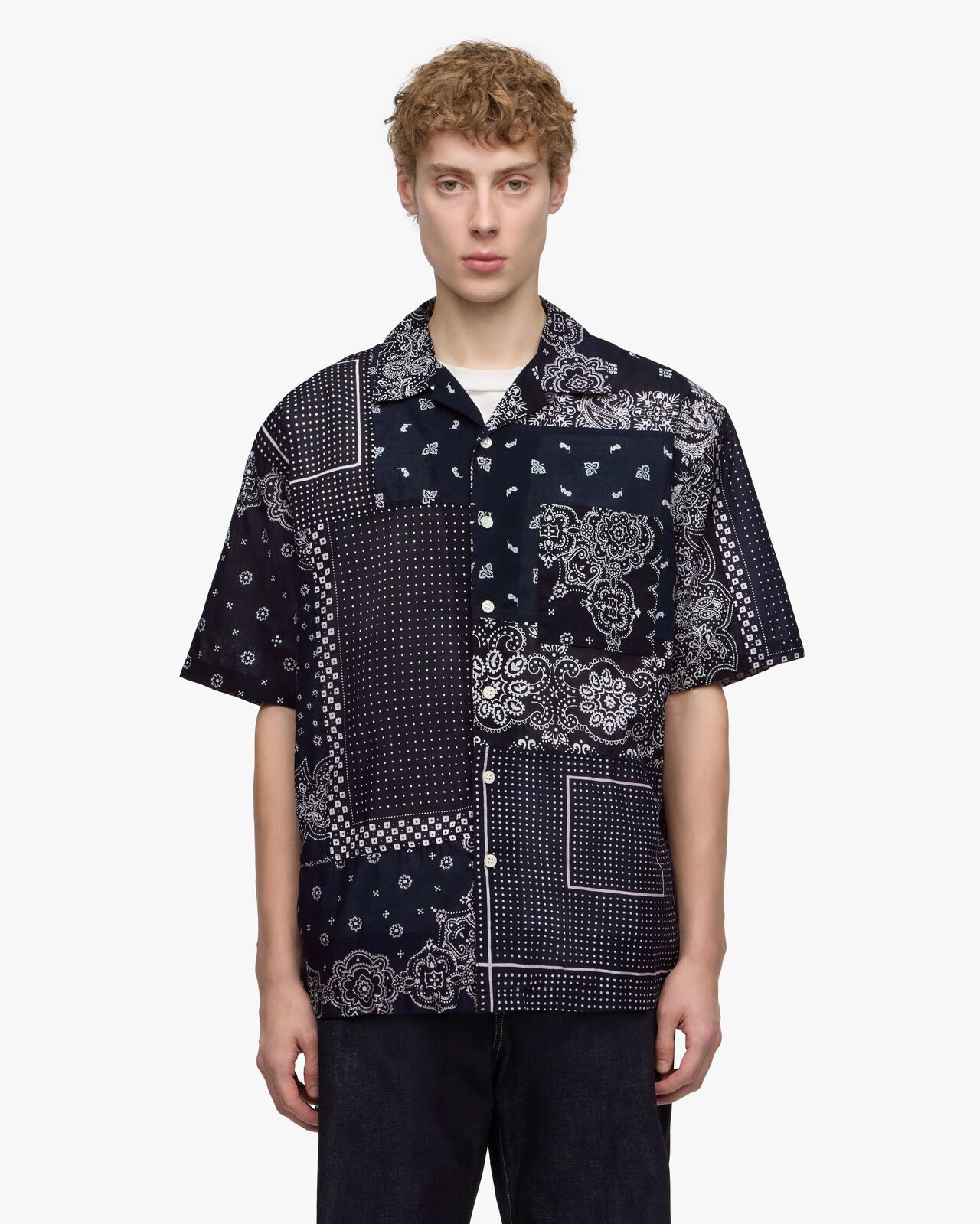 ORIGINAL PRINT S/S SHIRT -PAISLEY PATTEN,NAVY, large image number 0