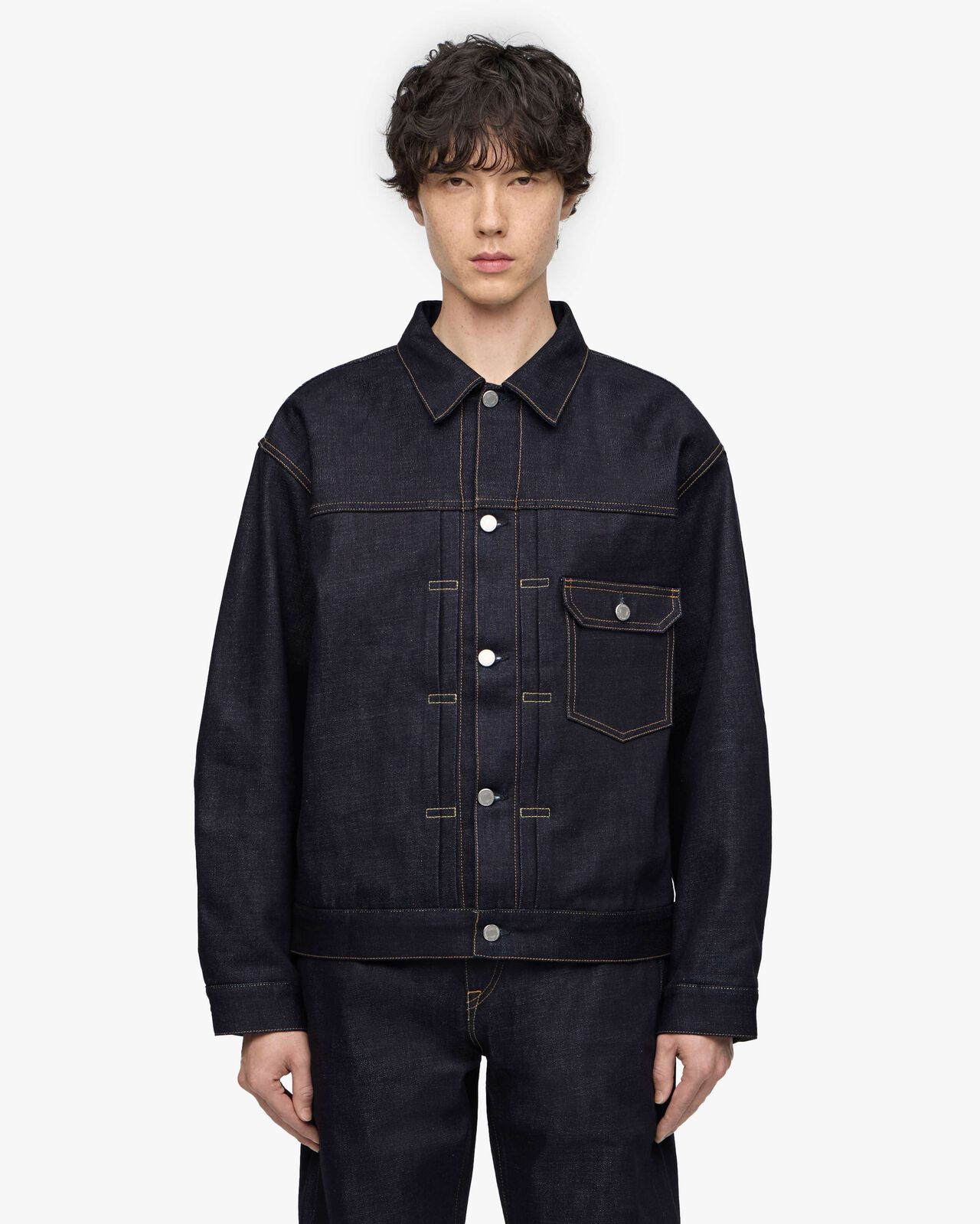 LINED DENIM JACKET,Indigo, large image number 0