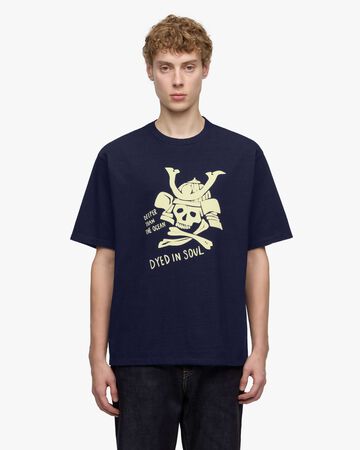 INDIGO YARN DYED TEE - SKULL,Indigo, large image number 0