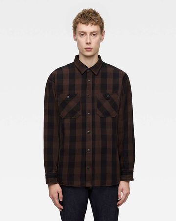 BLOCK CHECK L/S SHIRT,BRN, small image number 0