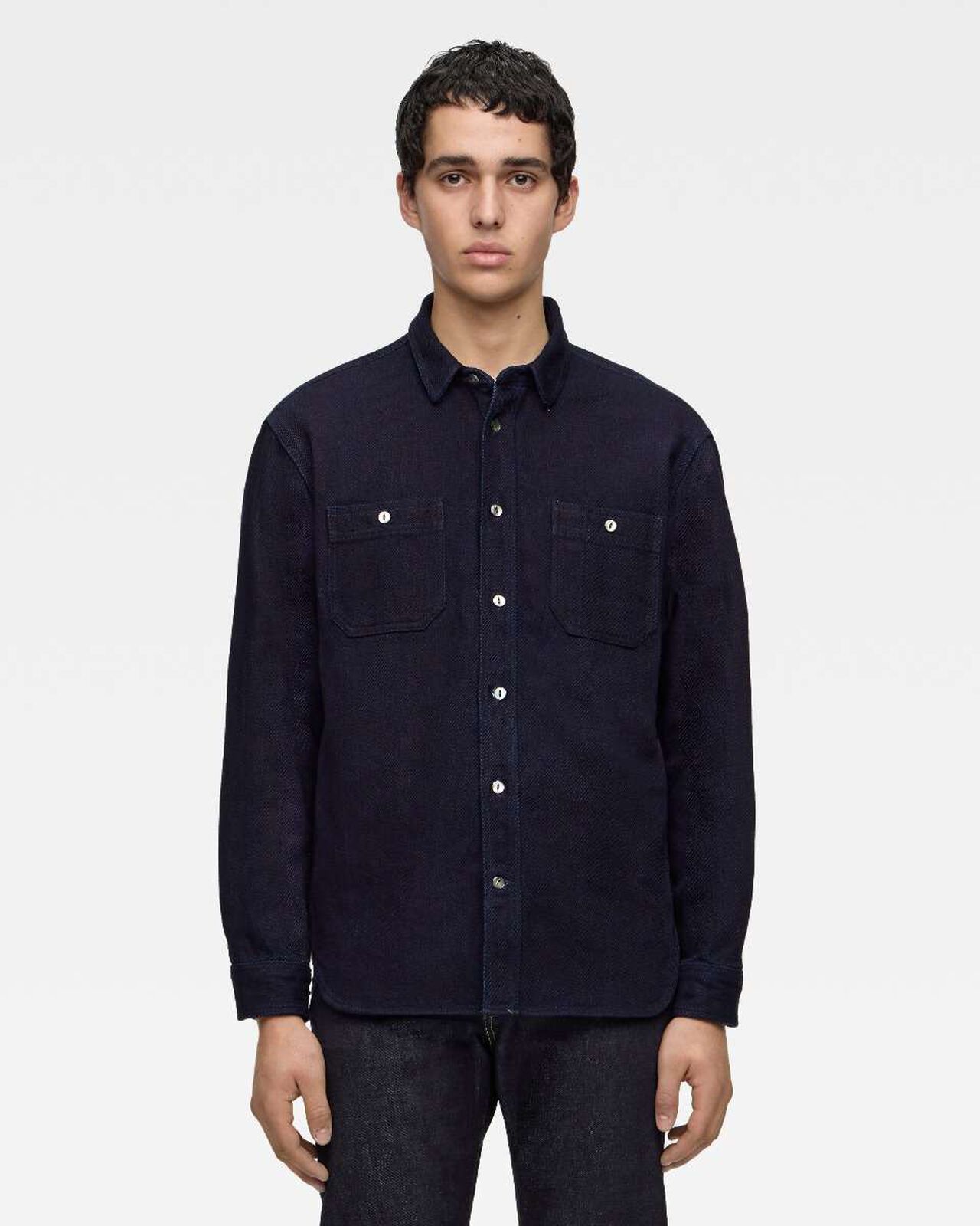 TRIPLE STITCH L/S DOBBY SHIRT - INDIGO,Indigo, large image number 0